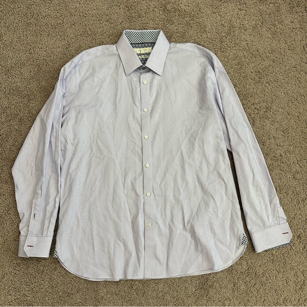 Ted Baker Shirt Mens Size 17 Pinstripes Button Up